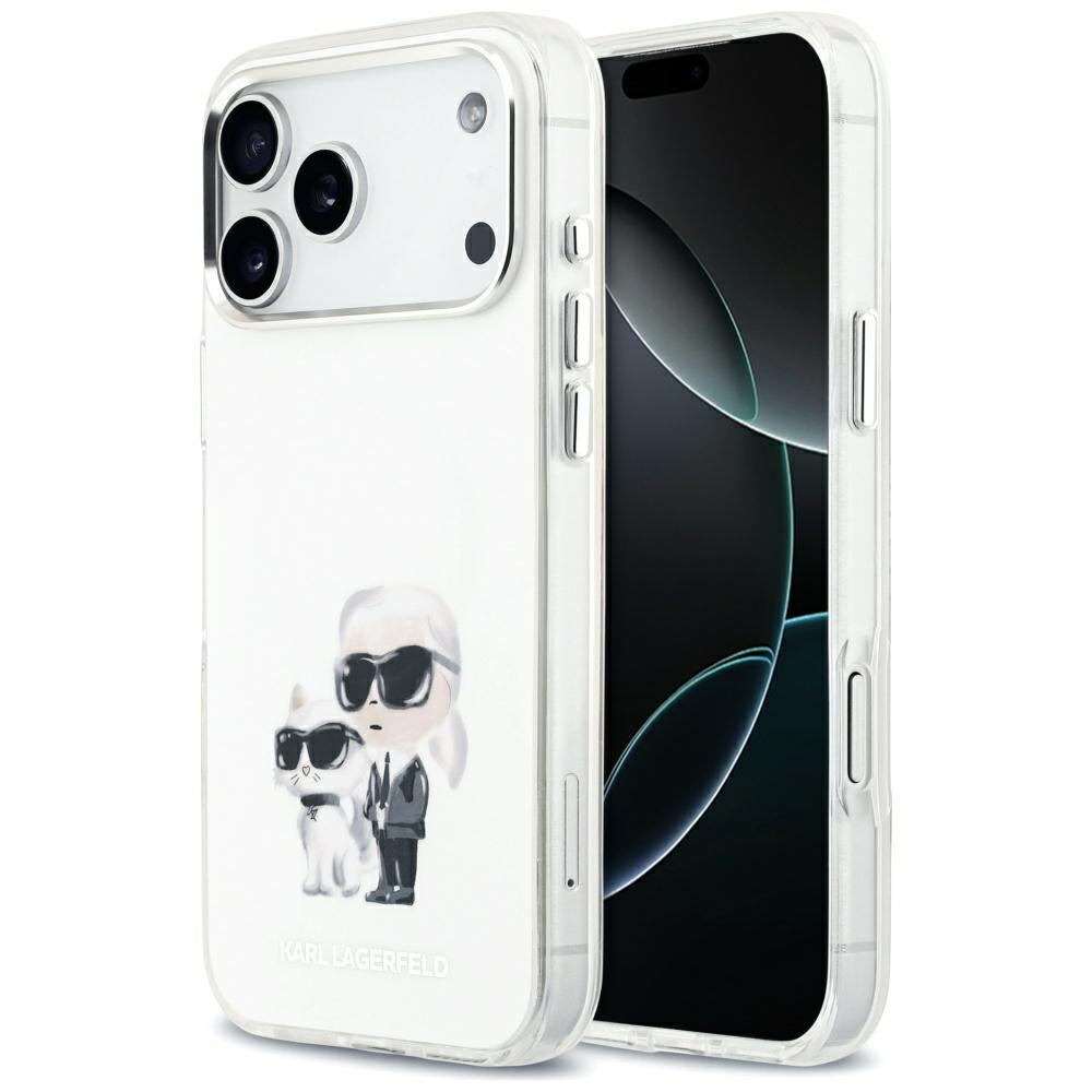 Futrola MagSafe za Apple iPhone 17 Pro Max, Karl Lagerfeld, IML Aquarelle Logo Karl & Choupette, Bijela