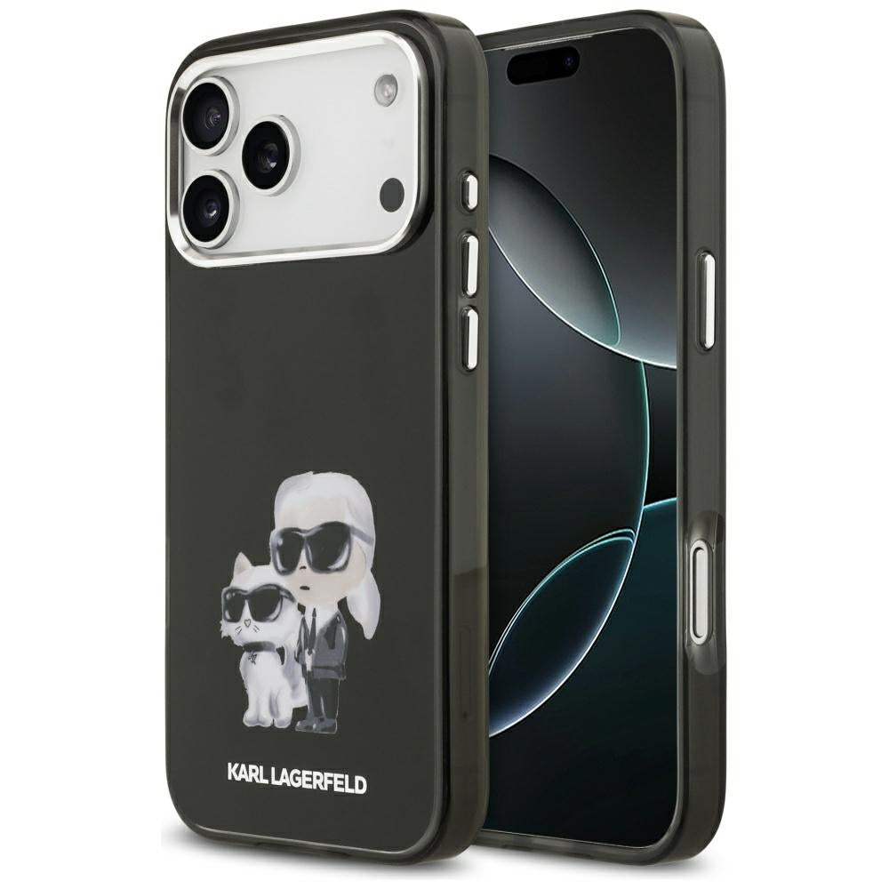 Futrola MagSafe za Apple iPhone 17 Pro Max, Karl Lagerfeld, IML Aquarelle Logo Karl & Choupette, Crna