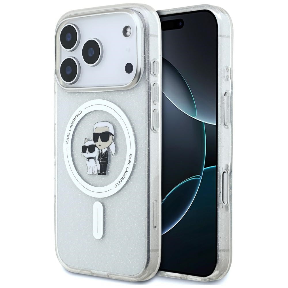 Futrola MagSafe za Apple iPhone 17 Pro Max, Karl Lagerfeld, IML Glitter Karl & Choupette, Prozirna