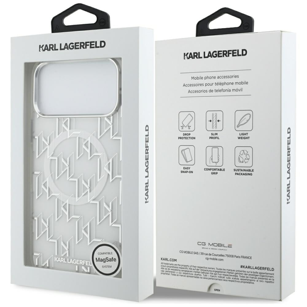 Futrola MagSafe za Apple iPhone 17 Pro Max, Karl Lagerfeld, IML KL Monogram, Bijela