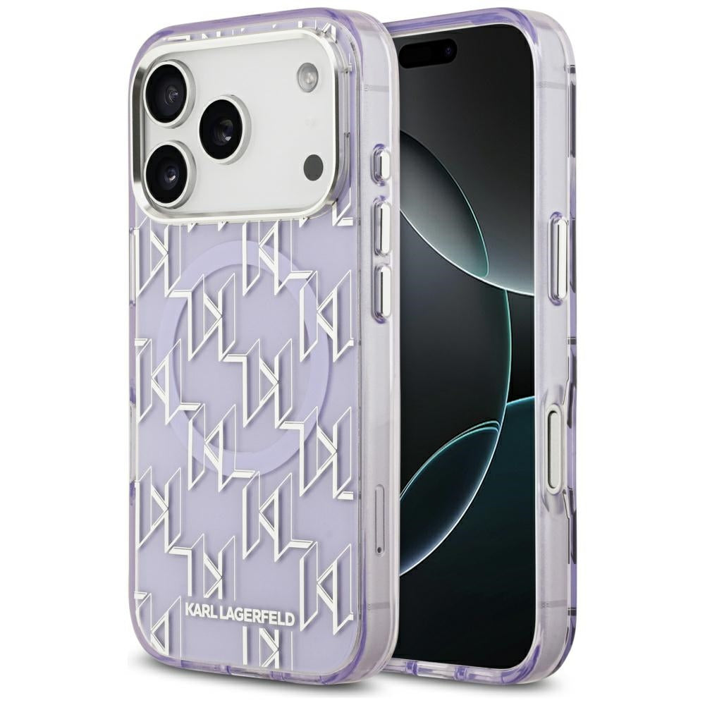 Futrola MagSafe za Apple iPhone 17 Pro Max, Karl Lagerfeld, IML KL Monogram, Ljubičasta
