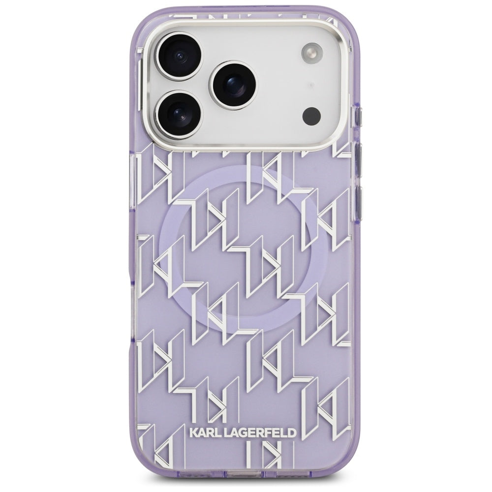 Futrola MagSafe za Apple iPhone 17 Pro Max, Karl Lagerfeld, IML KL Monogram, Ljubičasta