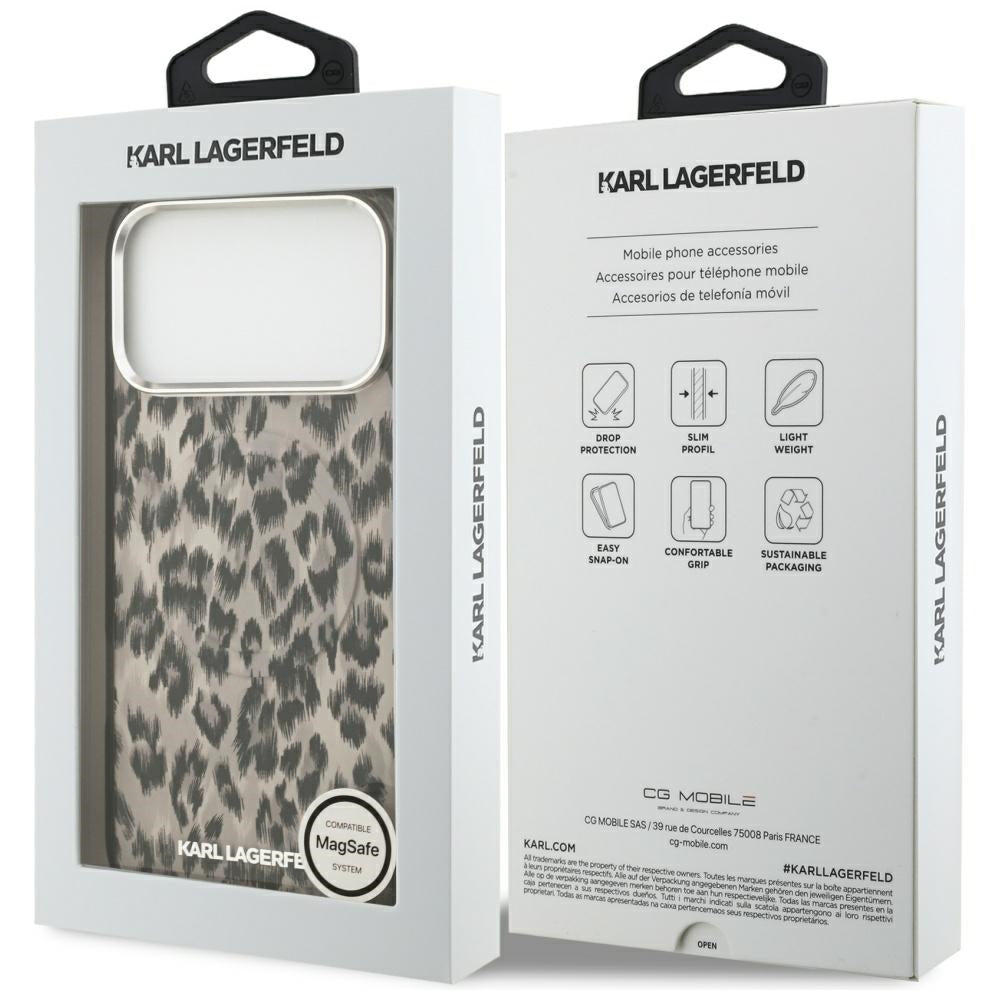 Futrola MagSafe za Apple iPhone 17 Pro Max, Karl Lagerfeld, IML Leopard uzorak, Smeđa