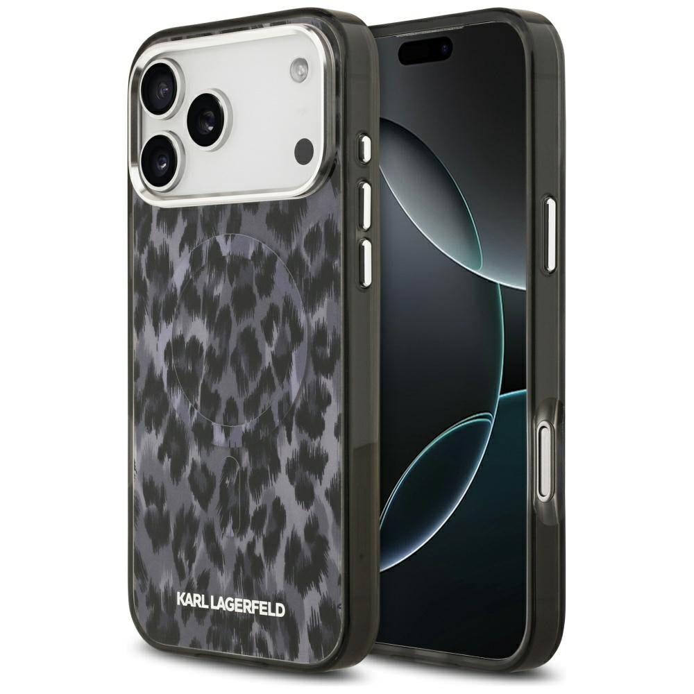 Futrola MagSafe za Apple iPhone 17 Pro Max, Karl Lagerfeld, IML Leopard uzorak, Crna
