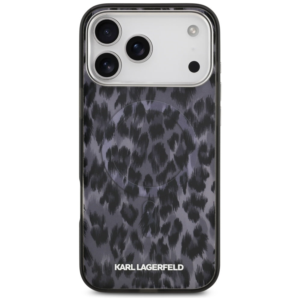 Futrola MagSafe za Apple iPhone 17 Pro Max, Karl Lagerfeld, IML Leopard uzorak, Crna