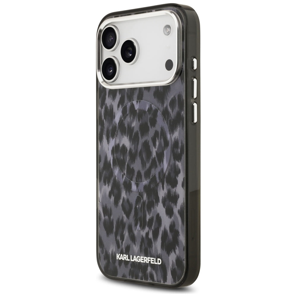 Futrola MagSafe za Apple iPhone 17 Pro Max, Karl Lagerfeld, IML Leopard uzorak, Crna