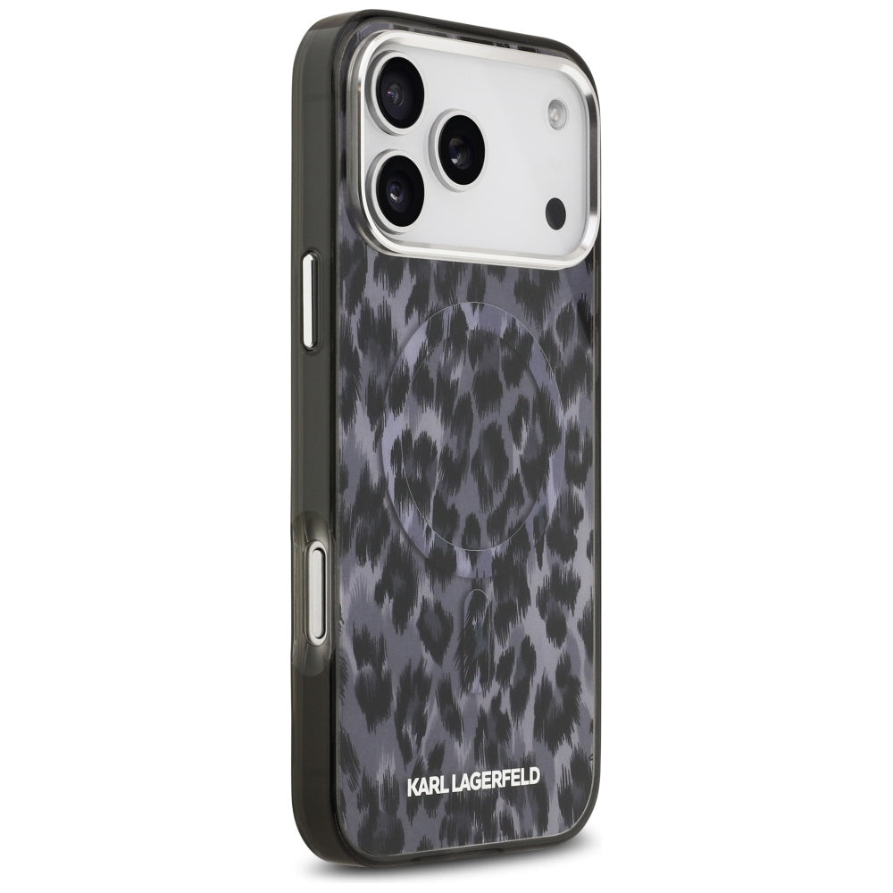 Futrola MagSafe za Apple iPhone 17 Pro Max, Karl Lagerfeld, IML Leopard uzorak, Crna