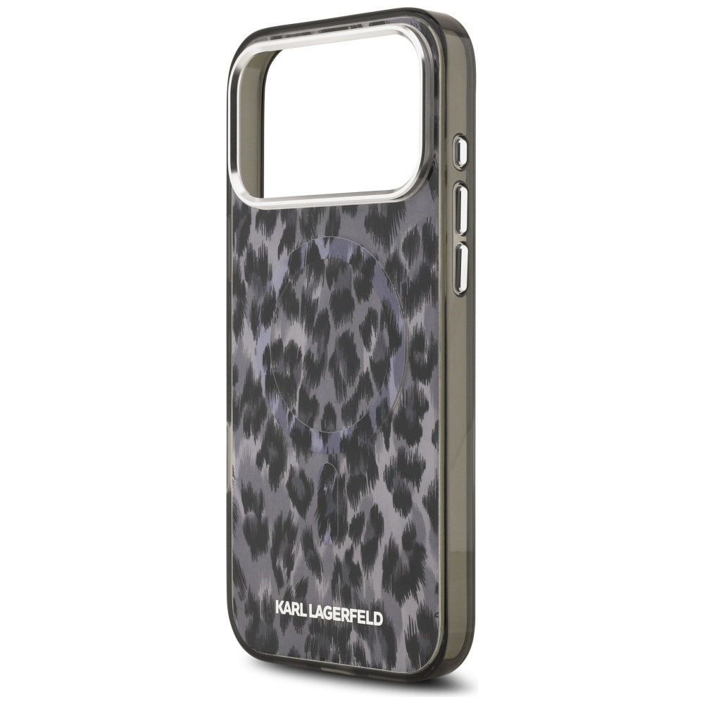 Futrola MagSafe za Apple iPhone 17 Pro Max, Karl Lagerfeld, IML Leopard uzorak, Crna