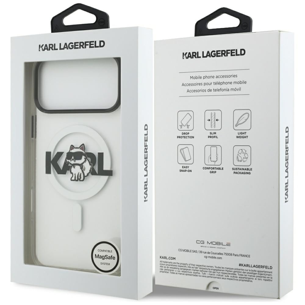 Futrola MagSafe za Apple iPhone 17 Pro Max, Karl Lagerfeld, IML Sketch Logo Choupette, Prozirna