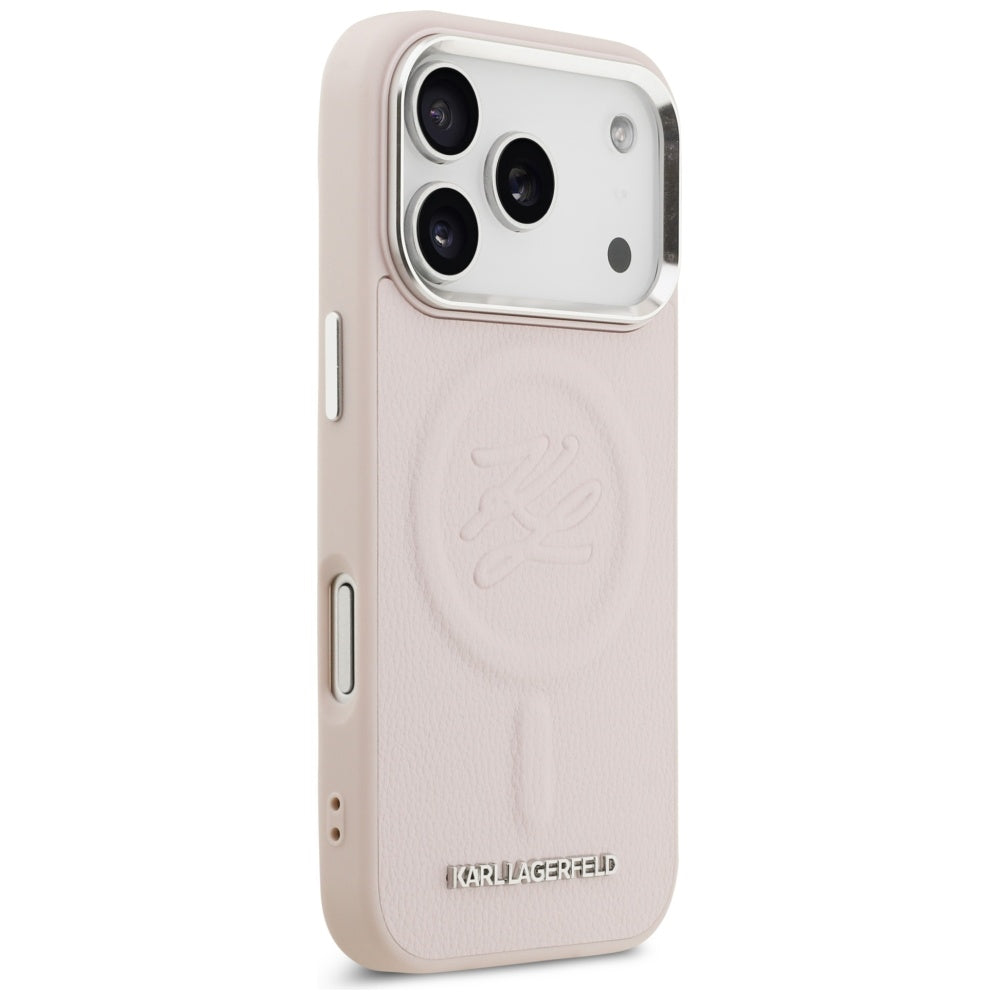 Futrola MagSafe za Apple iPhone 17 Pro Max, Karl Lagerfeld, Initial & Metal Logo, Roza