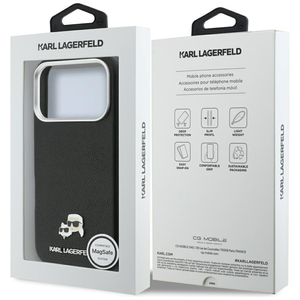 Futrola MagSafe za Apple iPhone 17 Pro Max, Karl Lagerfeld, Karl & Choupette Head's Pin, Crna