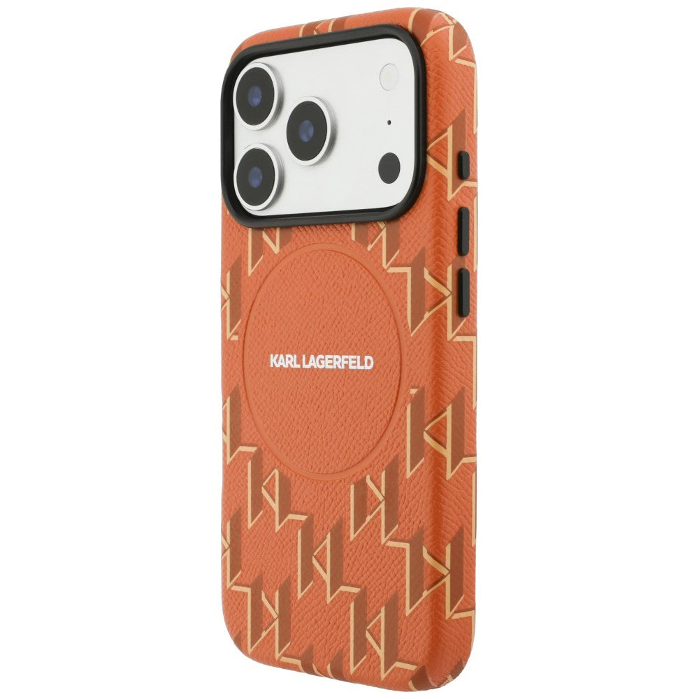 Futrola MagSafe za Apple iPhone 17 Pro Max, Karl Lagerfeld, KL Monogram Logo, Narančasta