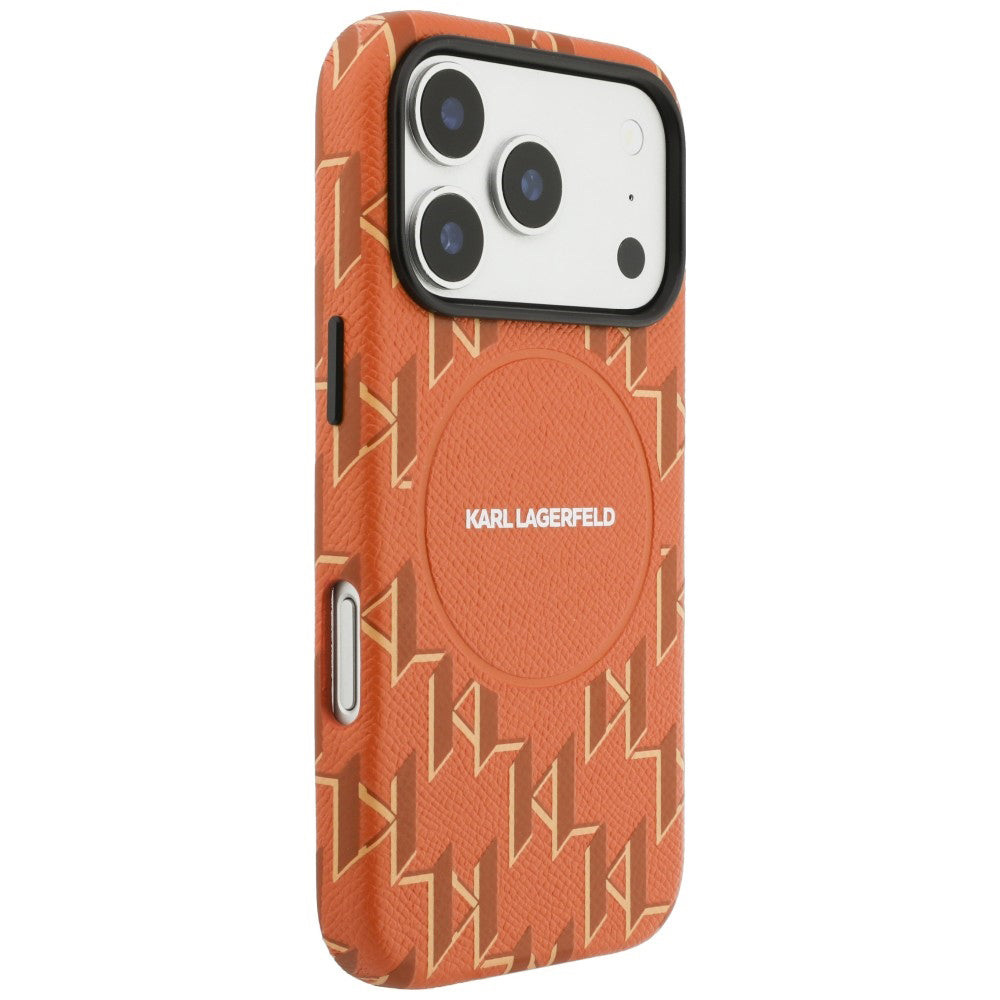 Futrola MagSafe za Apple iPhone 17 Pro Max, Karl Lagerfeld, KL Monogram Logo, Narančasta