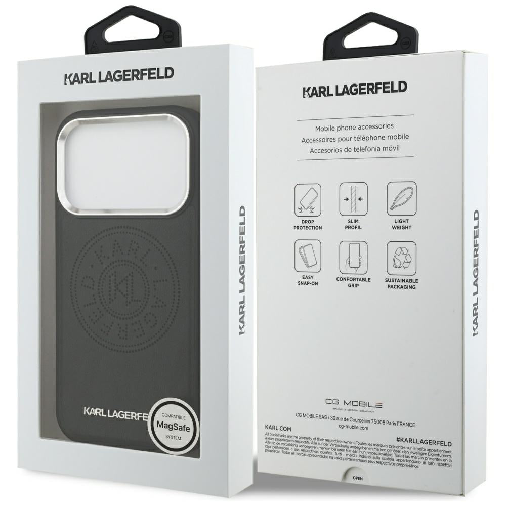 Futrola MagSafe za Apple iPhone 17 Pro Max, Karl Lagerfeld, Point & Metal Logo, Crna