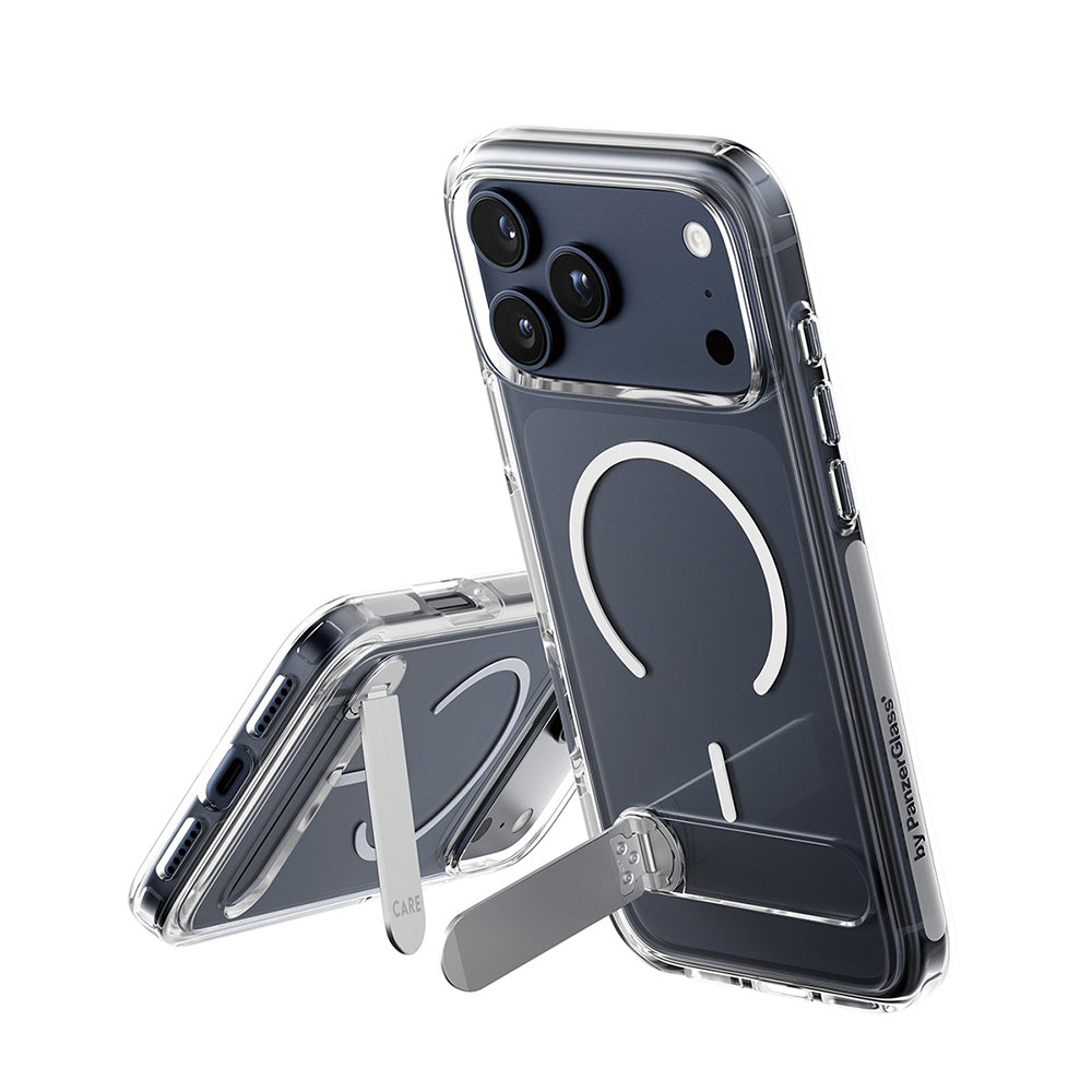 Futrola MagSafe za Apple iPhone 17 Pro Max, PanzerGlass, Care Feature Kickstand, Bijela Prozirna
