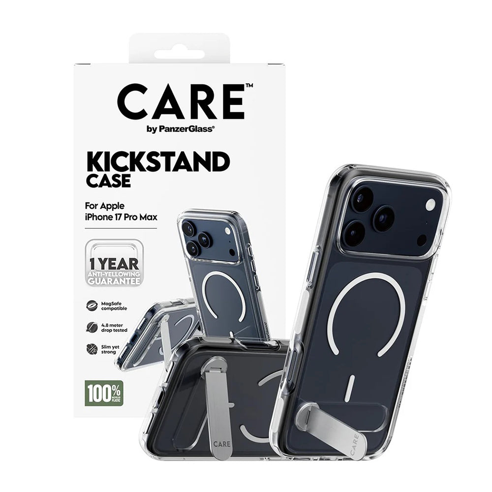 Futrola MagSafe za Apple iPhone 17 Pro Max, PanzerGlass, Care Feature Kickstand, Bijela Prozirna