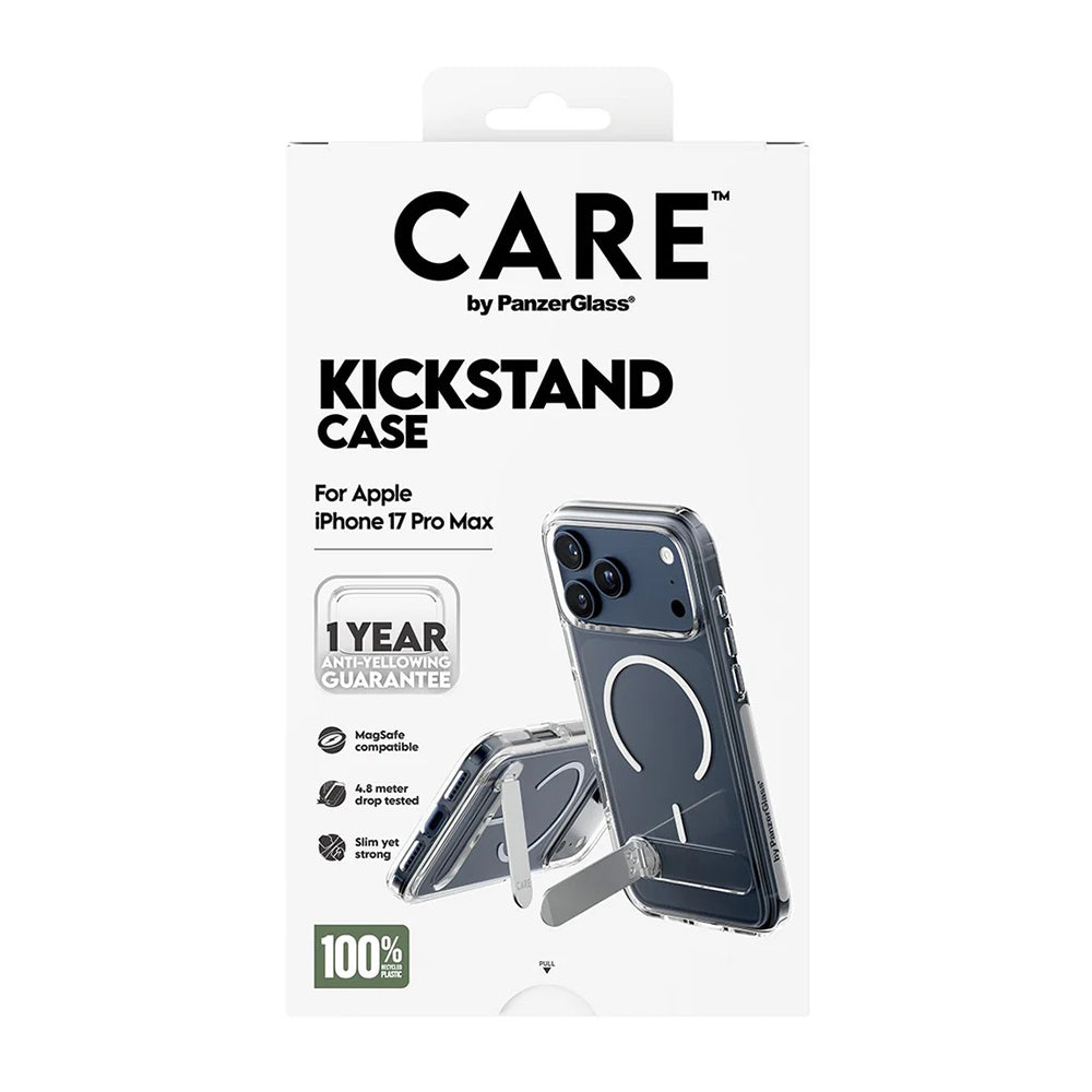 Futrola MagSafe za Apple iPhone 17 Pro Max, PanzerGlass, Care Feature Kickstand, Bijela Prozirna
