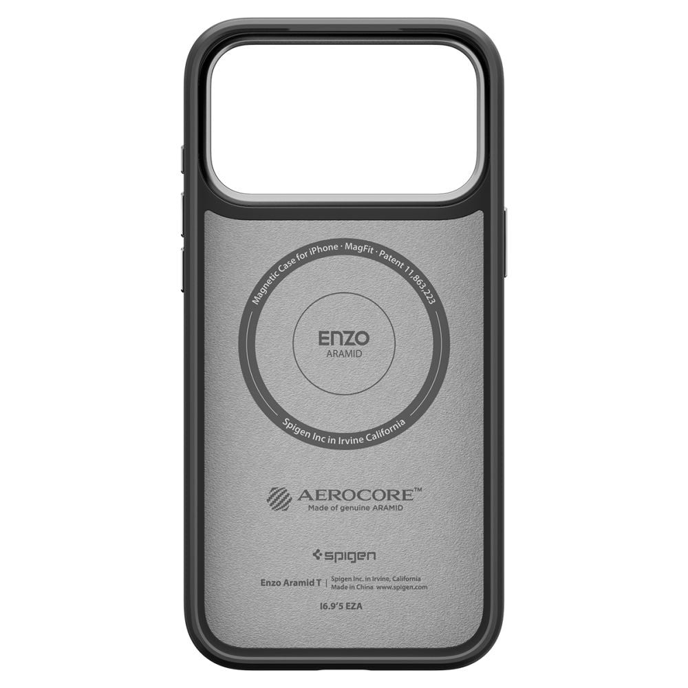 MagSafe futrola za Apple iPhone 17 Pro, Spigen, Enzo Aramid T, Crno Srebrna ACS09958