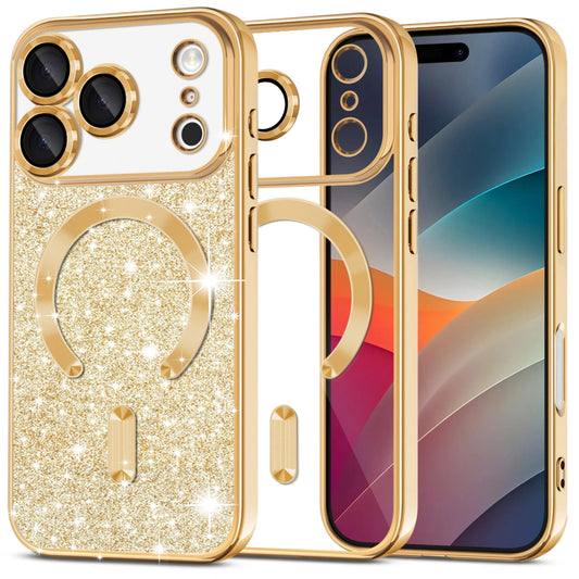 Futrola MagSafe za Apple iPhone 17 Pro, Techsuit, Luxury Glitter, Zlatna