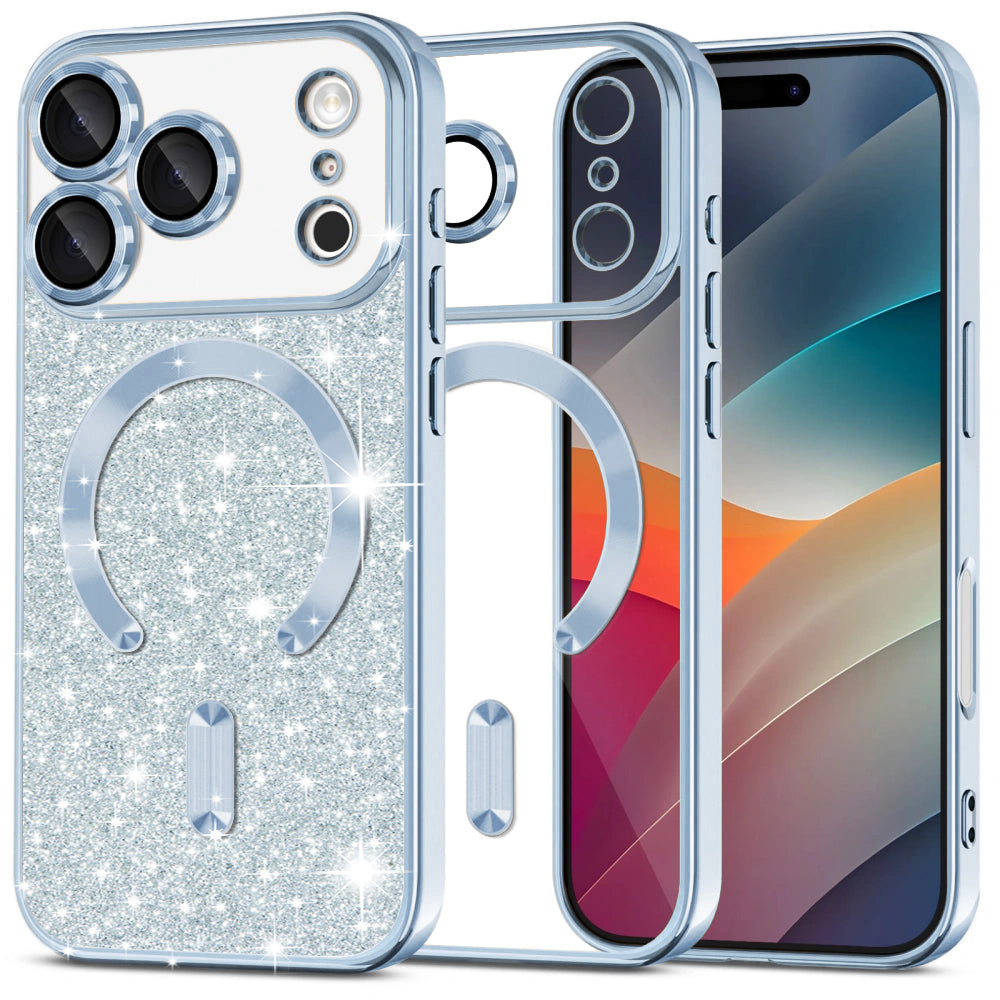 Futrola MagSafe za Apple iPhone 17 Pro, Techsuit, Luxury Glitter, Plava