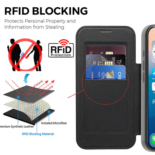 Futrola MagSafe za Apple iPhone 17 Pro, Techsuit, SmartMag Book, Crna