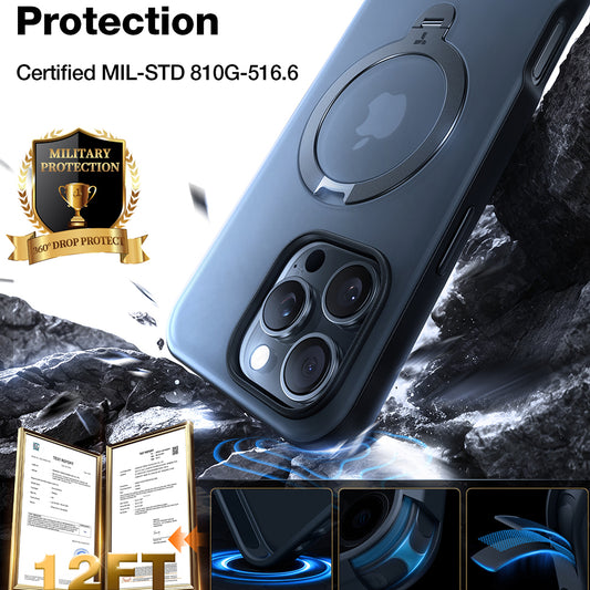 Husa MagSafe za Apple iPhone 17 Pro, Torras, Ostand Spin, Plava