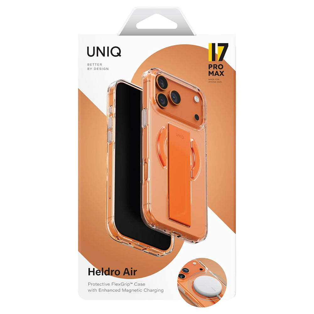 MagSafe futrola za Apple iPhone 17 Pro, UNIQ, Heldro Air MagClick, Prozirno Narančasta