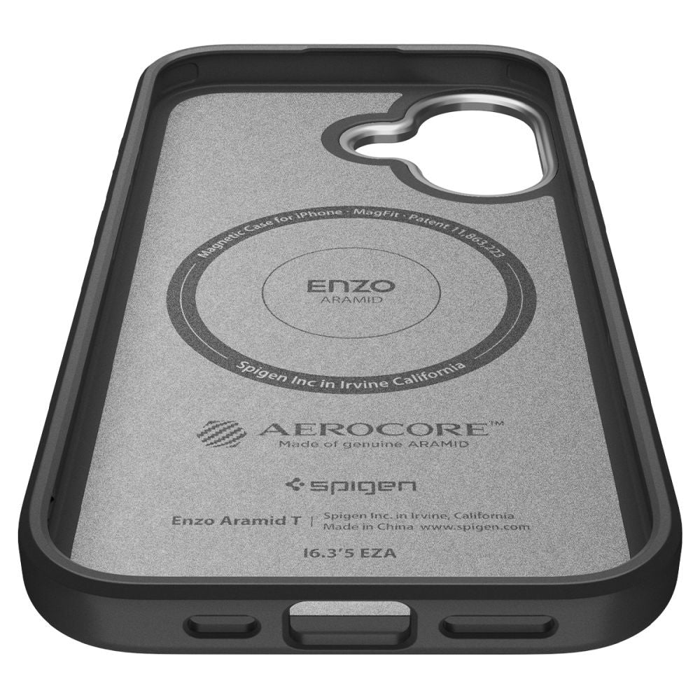 MagSafe futrola za Apple iPhone 17, Spigen, Enzo Aramid T, Crno Srebrna ACS09989