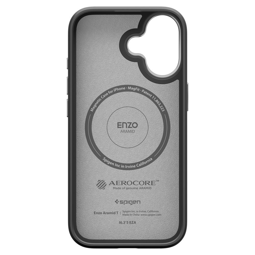 MagSafe futrola za Apple iPhone 17, Spigen, Enzo Aramid T, Crno Srebrna ACS09989