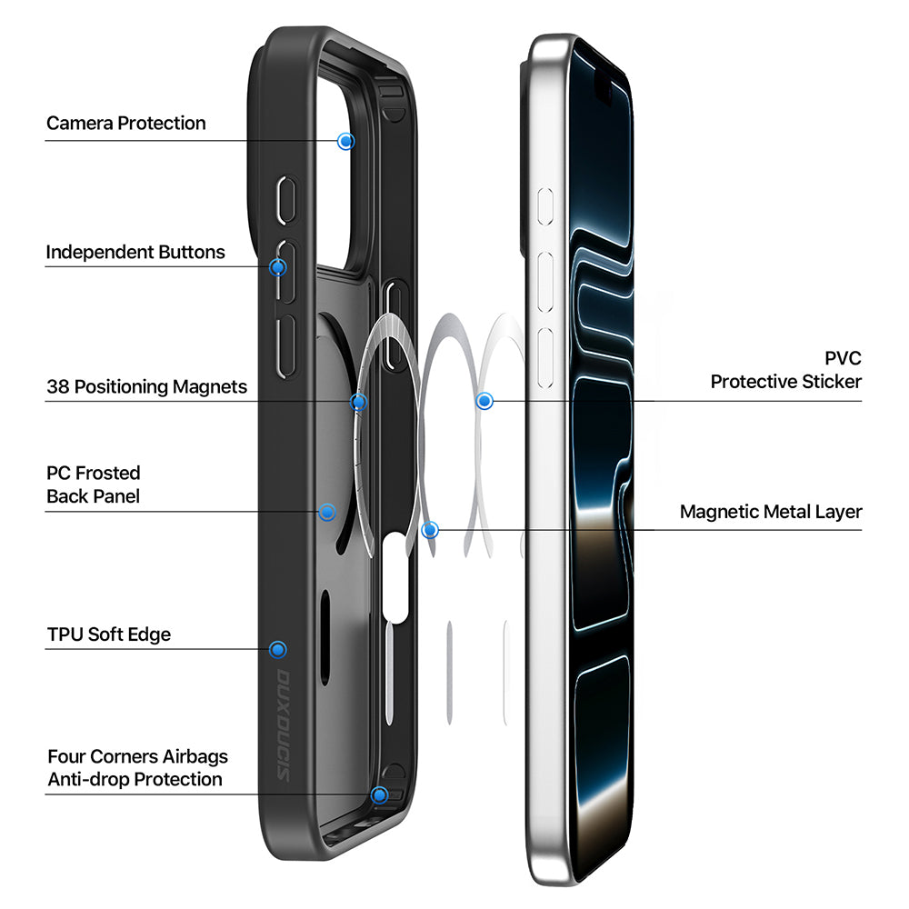 MagSafe maska za Apple iPhone 18 Pro / 17 Pro, DUX DUCIS, Yind, crna