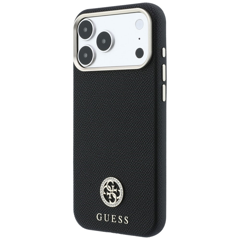 MagSafe maskica za Apple iPhone 18 Pro / 17 Pro, Guess, Grained Round Strass Logo, Crna