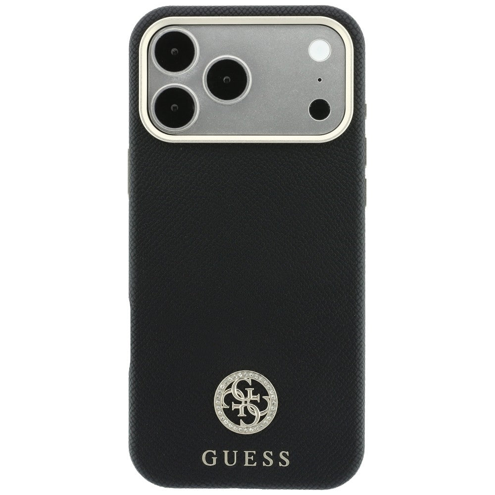 MagSafe maskica za Apple iPhone 18 Pro / 17 Pro, Guess, Grained Round Strass Logo, Crna
