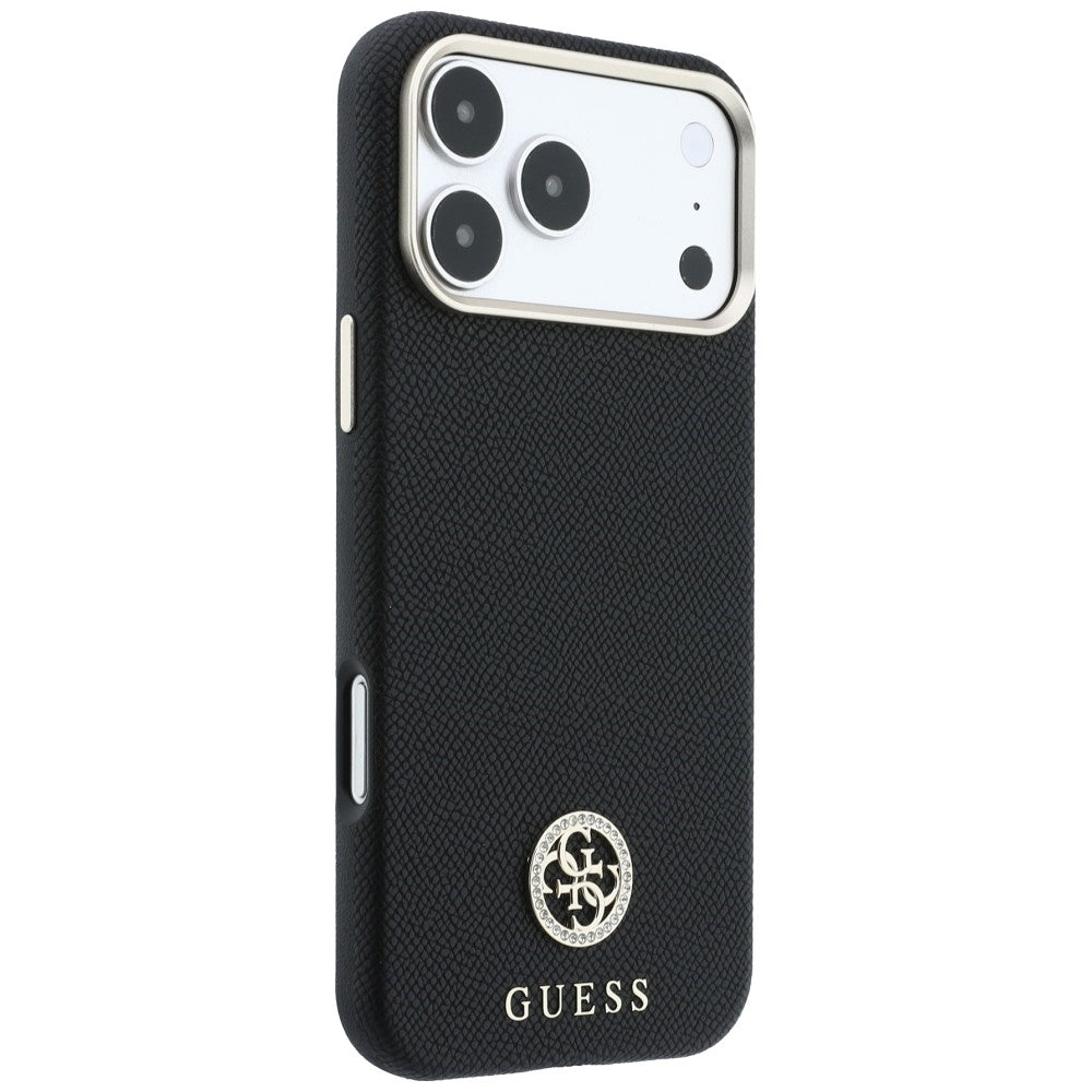 MagSafe maskica za Apple iPhone 18 Pro / 17 Pro, Guess, Grained Round Strass Logo, Crna