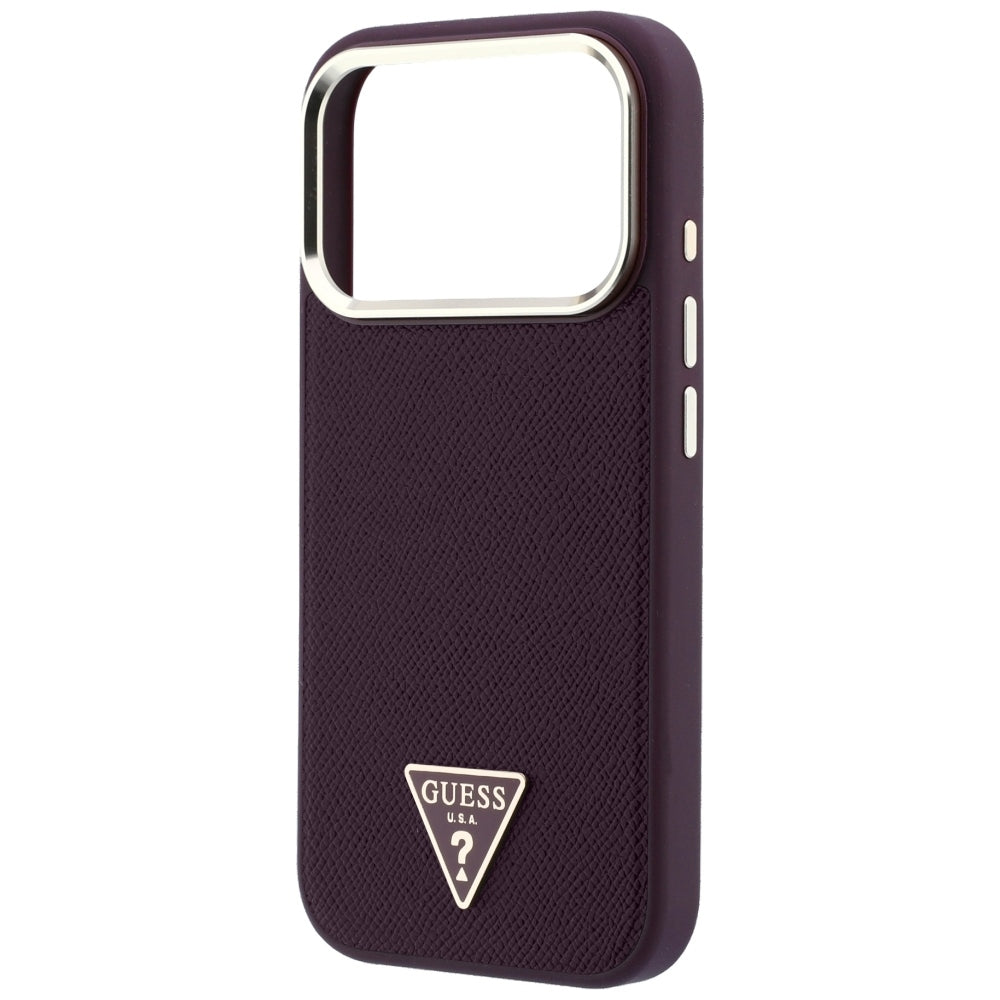 MagSafe maska za Apple iPhone 18 Pro / 17 Pro, Guess, Grained Triangle Logo, Bordo