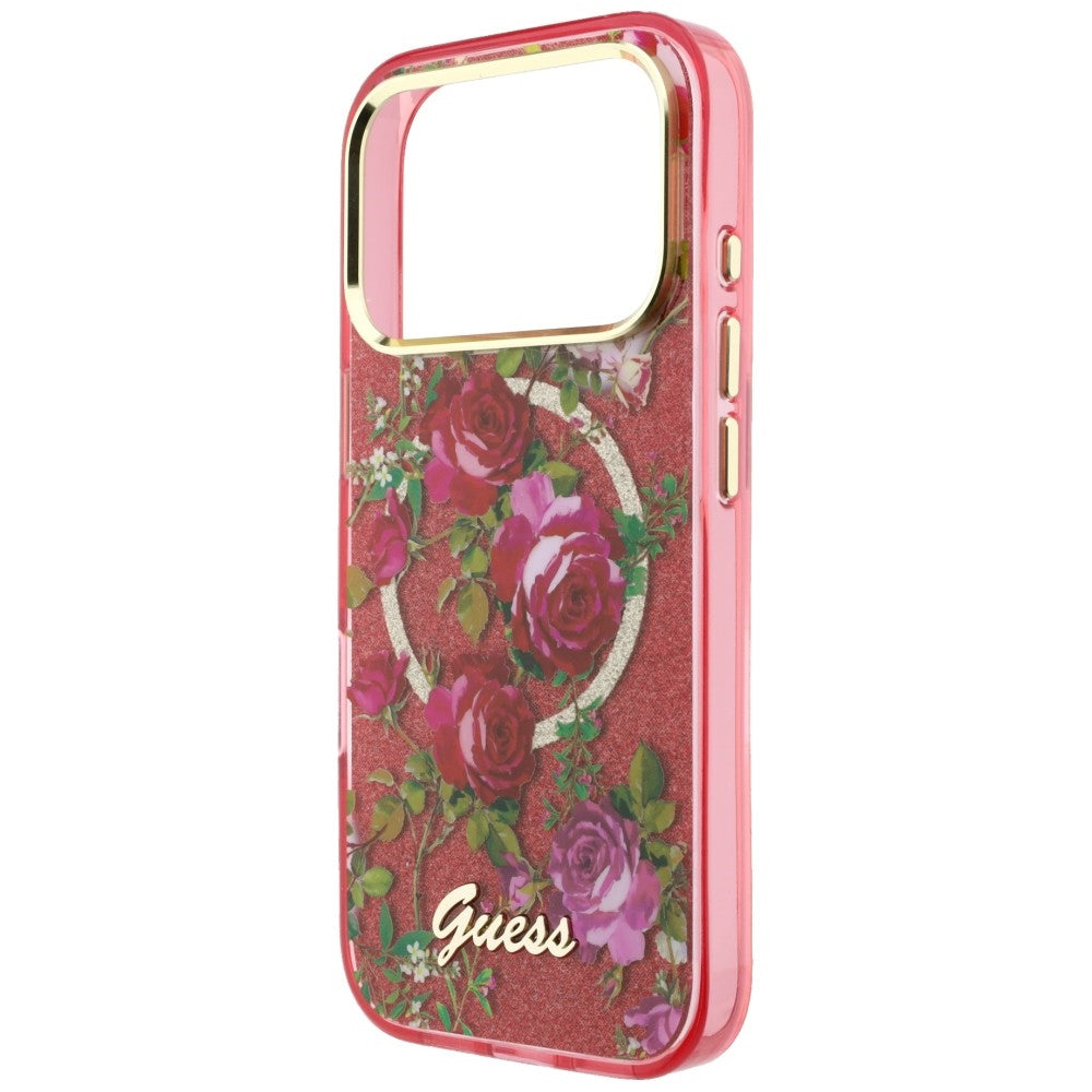 MagSafe futrola za Apple iPhone 18 Pro / 17 Pro, Guess, IML Glitter Blossom Roses, Bordo
