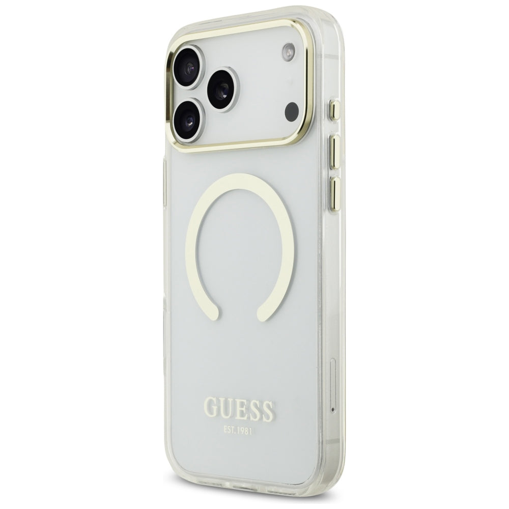 MagSafe futrola za Apple iPhone 18 Pro / 17 Pro, Guess, Metal Outline, Zlatna