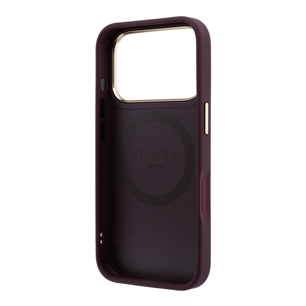 MagSafe maska za Apple iPhone 18 Pro / 17 Pro, Guess, Peony 4G Small Logo, Bordo