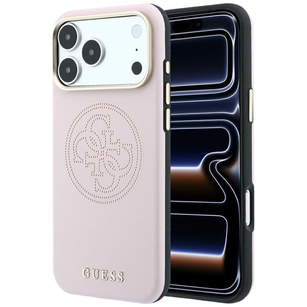 MagSafe maska za Apple iPhone 18 Pro / 17 Pro, Guess, Perforated 4G, Roza