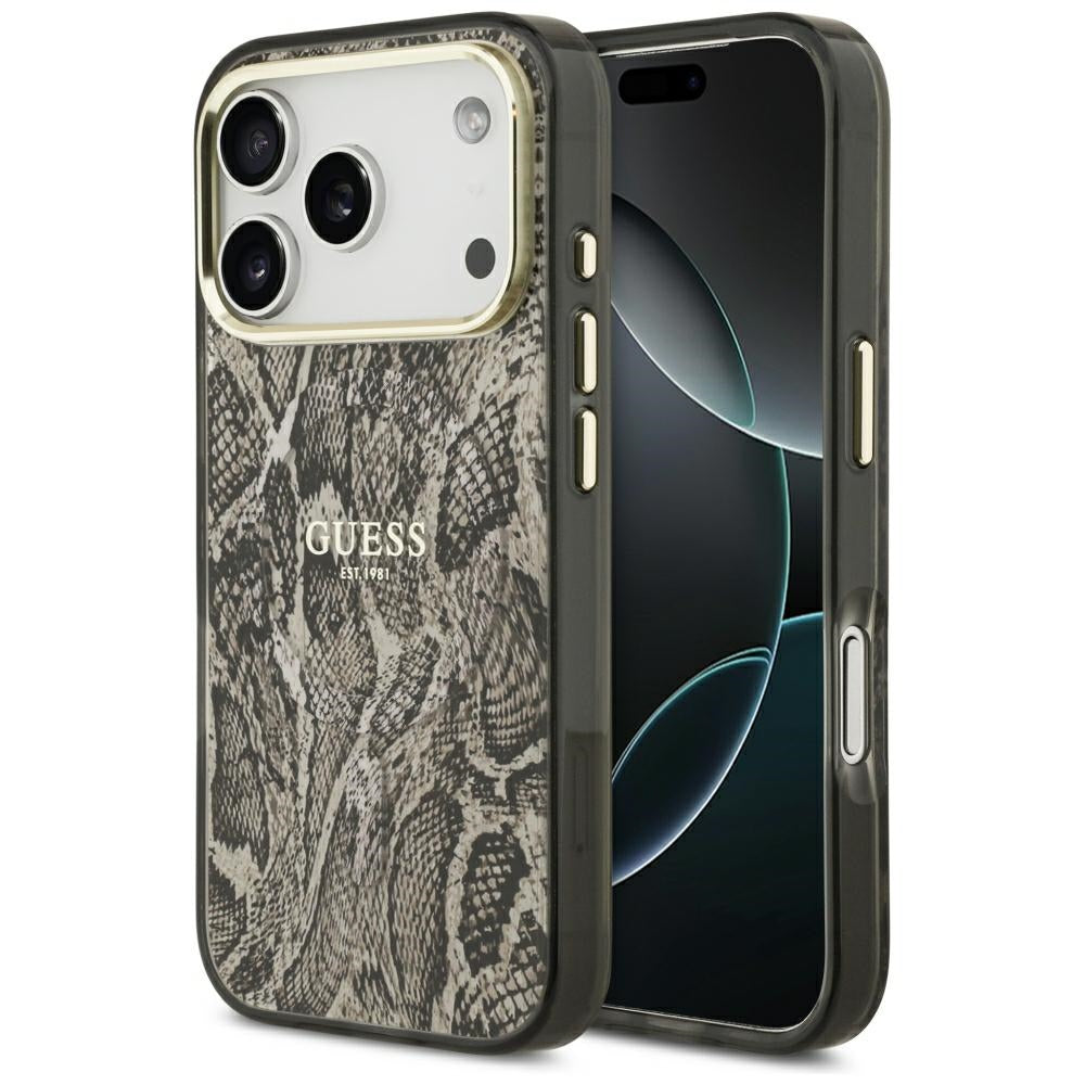 MagSafe maska za Apple iPhone 18 Pro / 17 Pro, Guess, Python uzorak, Smeđa