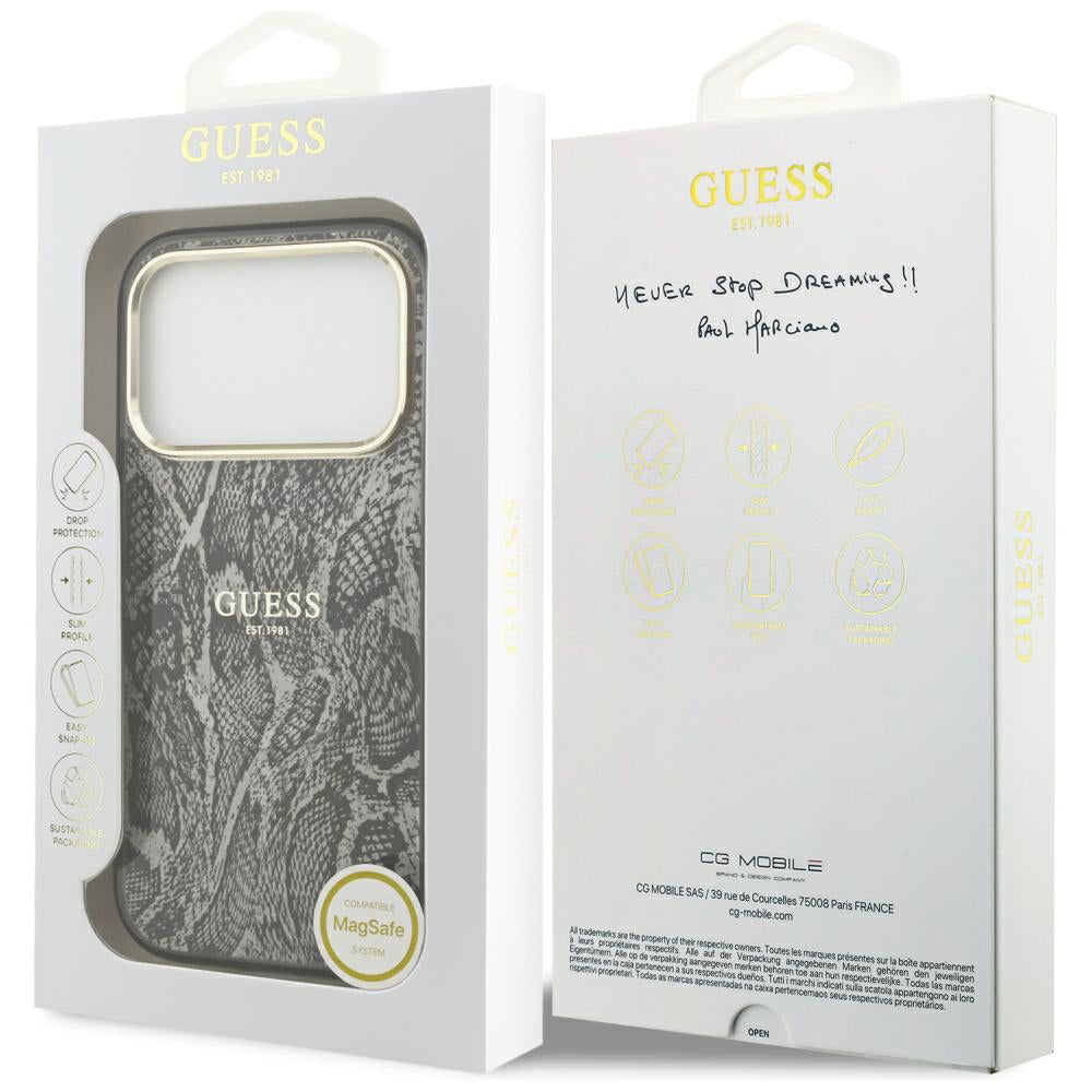 MagSafe maska za Apple iPhone 18 Pro / 17 Pro, Guess, Python Pattern, Crna