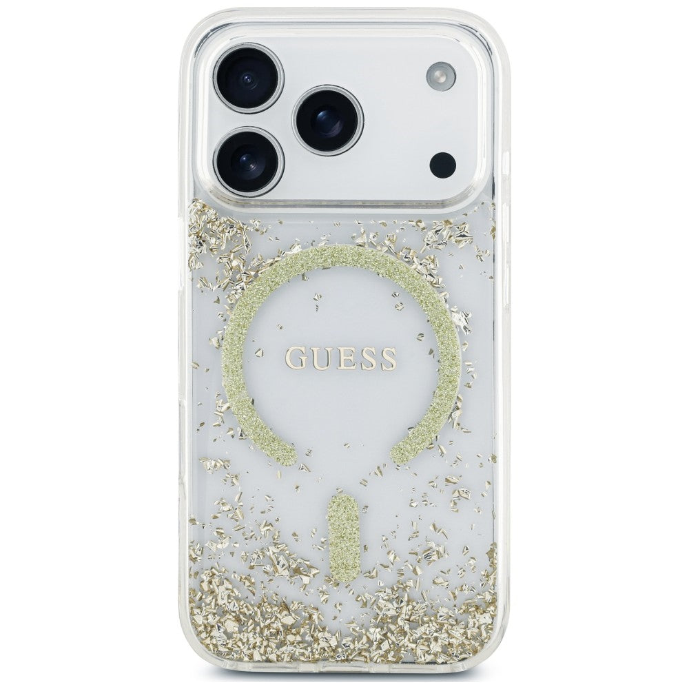 MagSafe futrola za Apple iPhone 18 Pro / 17 Pro, Guess, Resin Bottom Glitter, Zlatna