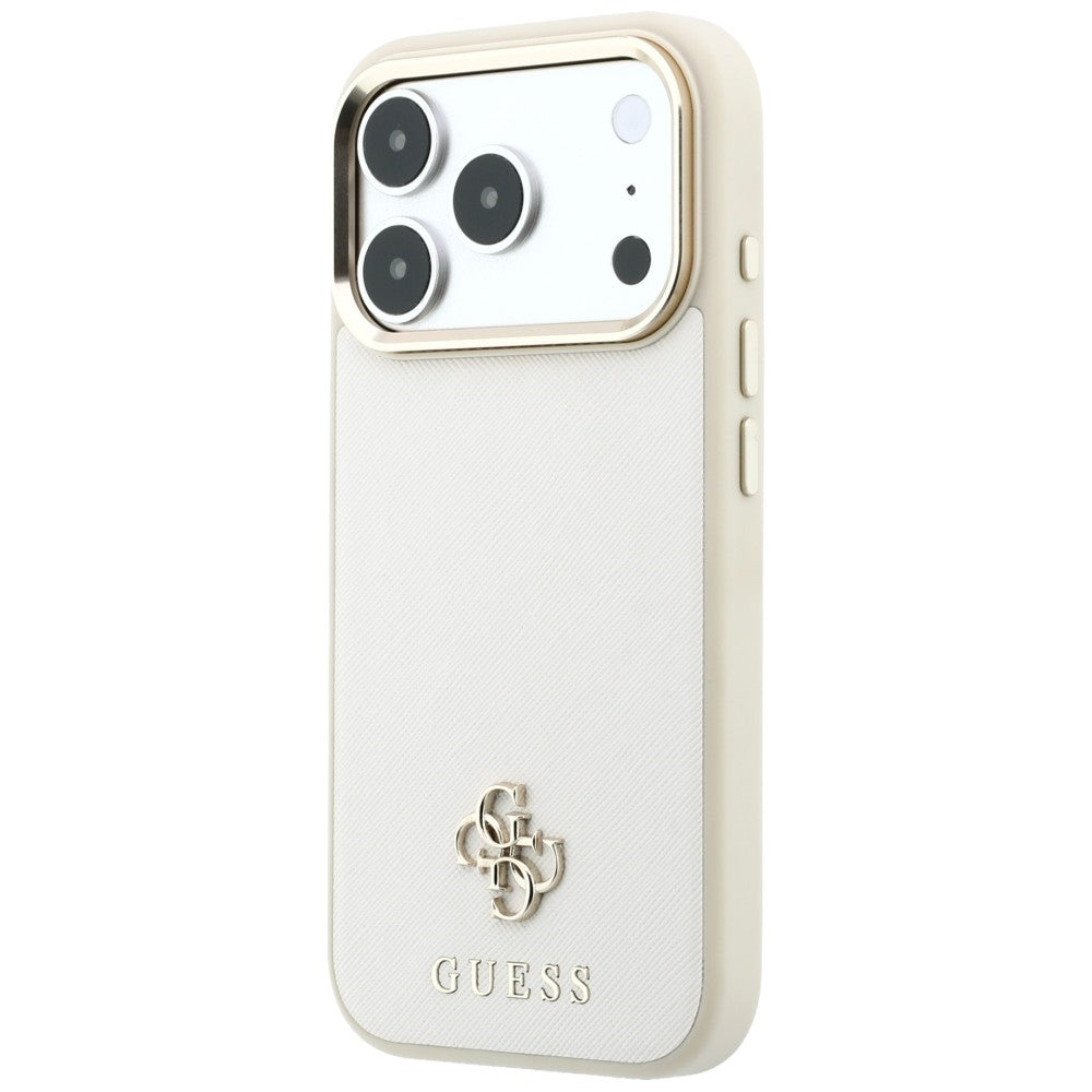 MagSafe futrola za Apple iPhone 18 Pro / 17 Pro, Guess, Saffiano Small 4G Classic, Bež