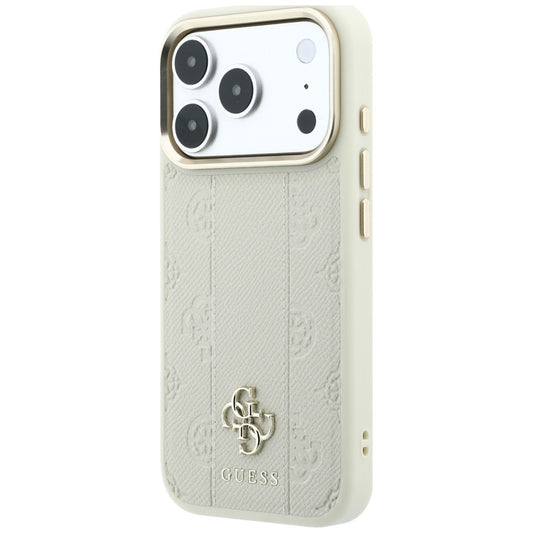 MagSafe maska za Apple iPhone 18 Pro / 17 Pro, Guess, Stripe Peony 4G, Bež