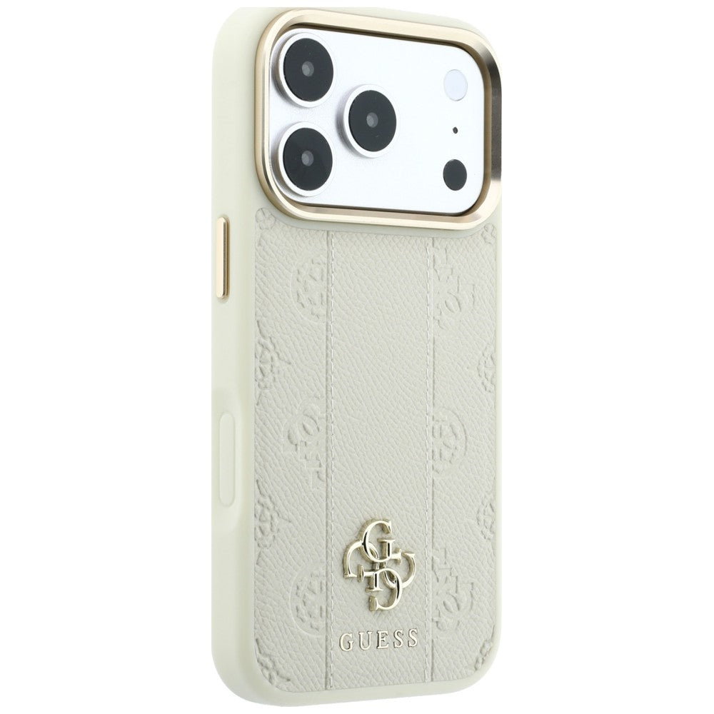 MagSafe maska za Apple iPhone 18 Pro / 17 Pro, Guess, Stripe Peony 4G, Bež