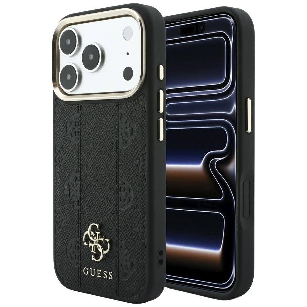 MagSafe futrola za Apple iPhone 18 Pro / 17 Pro, Guess, Stripe Peony 4G, Crna