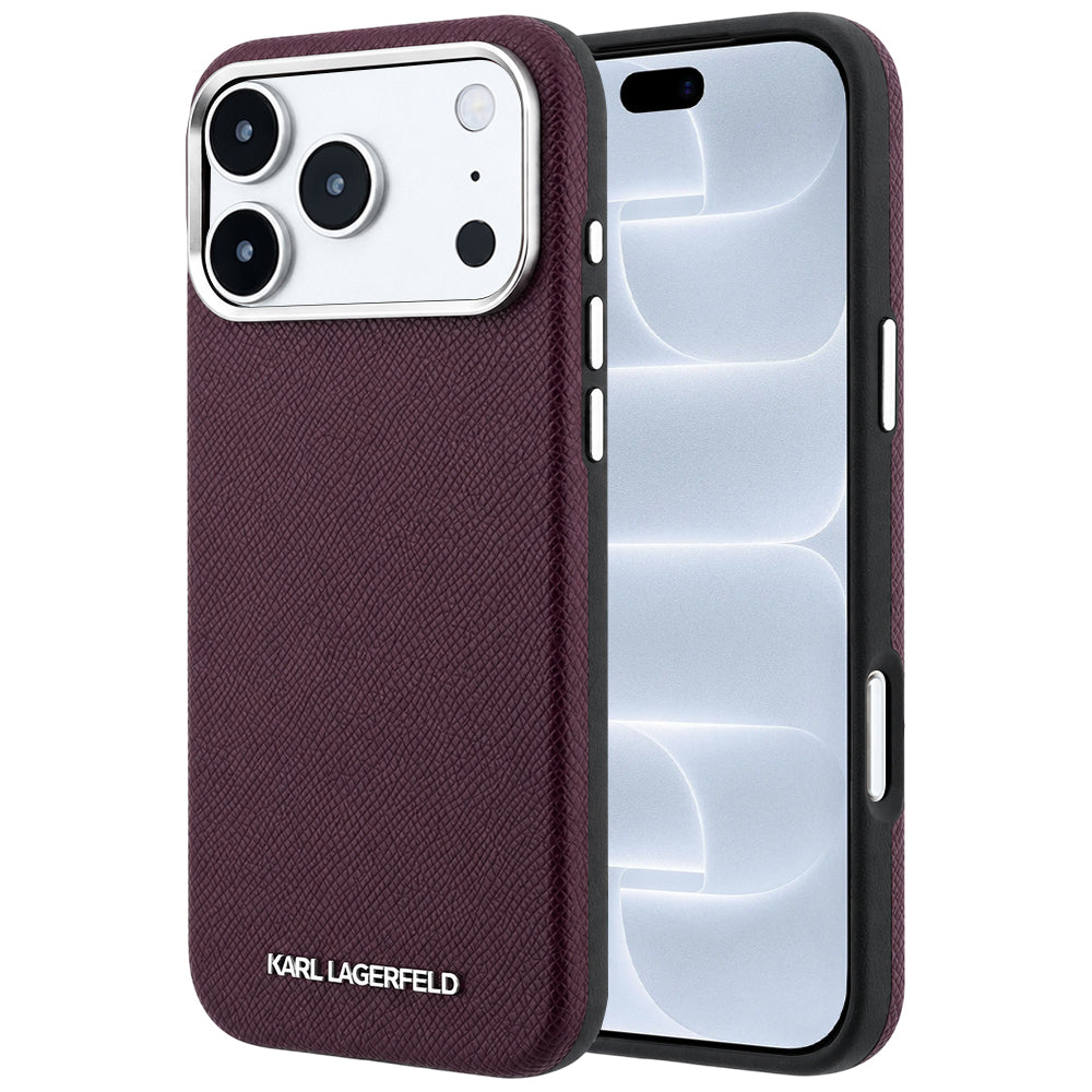 MagSafe futrola za Apple iPhone 18 Pro / 17 Pro, Karl Lagerfeld, Grained Elongated Logo, Bordo