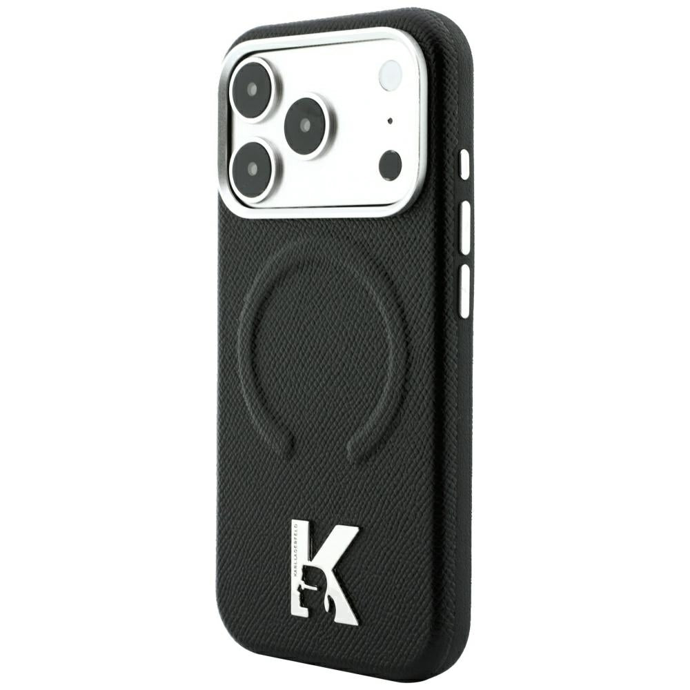 MagSafe maska za Apple iPhone 18 Pro / 17 Pro, Karl Lagerfeld, Grained Embossed Ring, Crna
