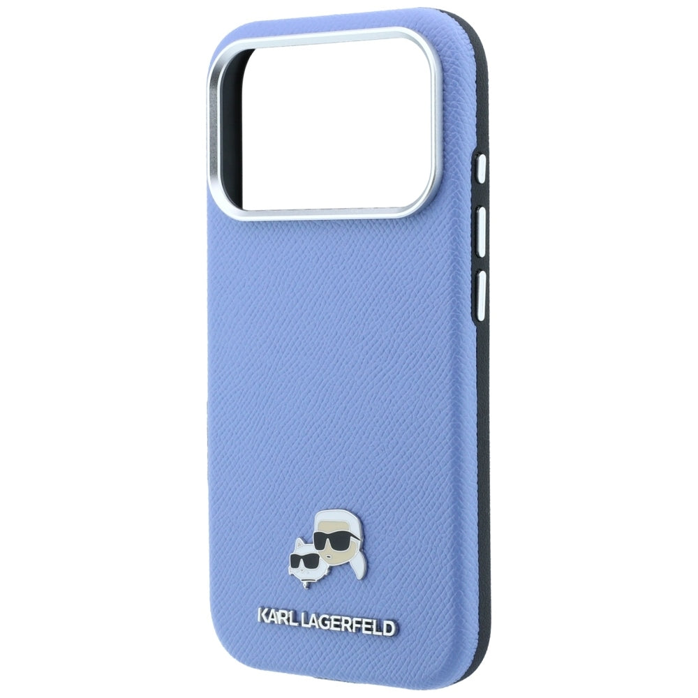 MagSafe maska za Apple iPhone 18 Pro / 17 Pro, Karl Lagerfeld, Grained Karl & Choupette Head's Metal, Plava