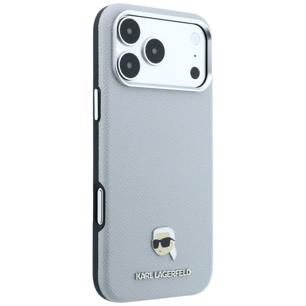 MagSafe futrola za Apple iPhone 18 Pro / 17 Pro, Karl Lagerfeld, Grained Karl Head's Metal, Siva