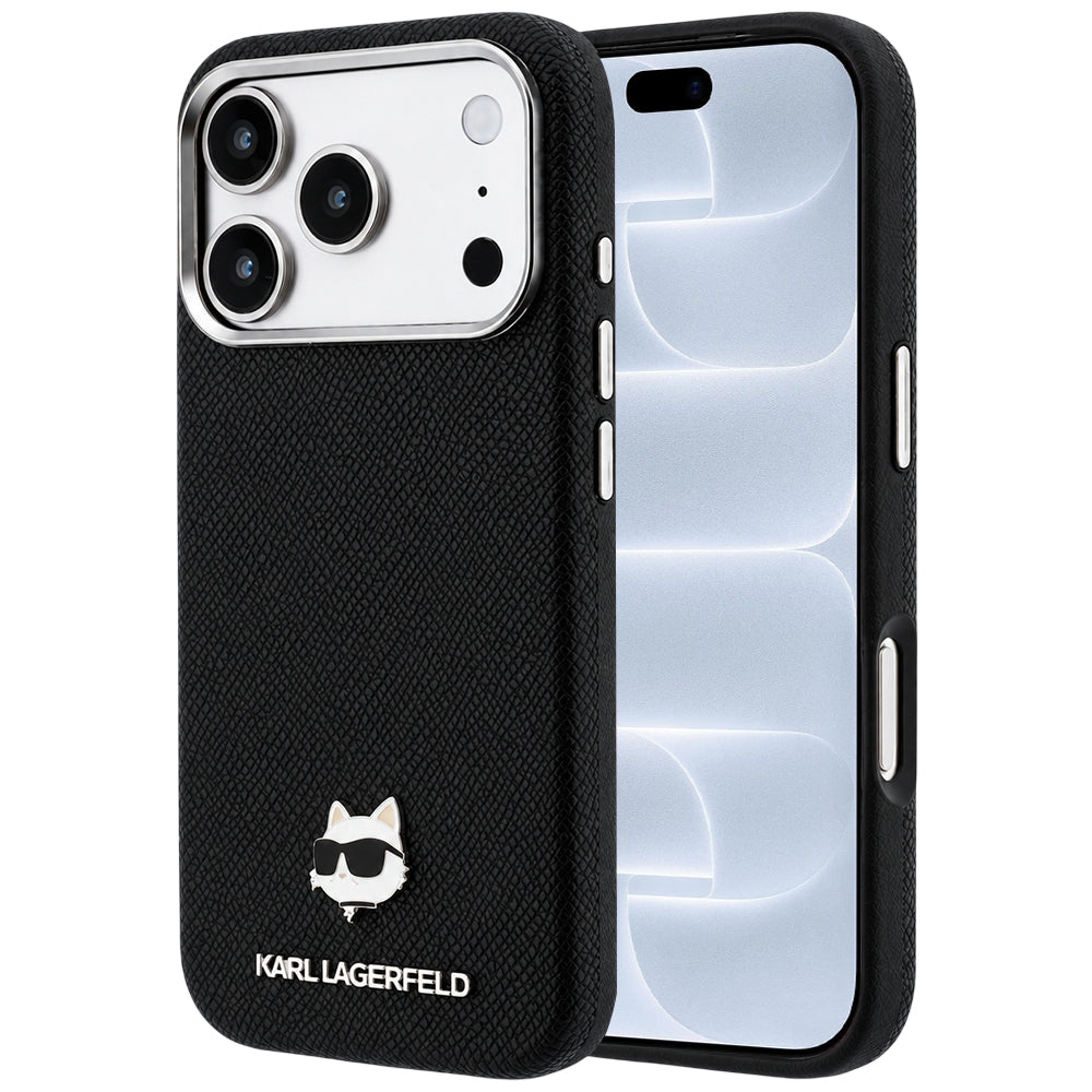 MagSafe futrola za Apple iPhone 18 Pro / 17 Pro, Karl Lagerfeld, Grained Karl Head's Metal, Crna